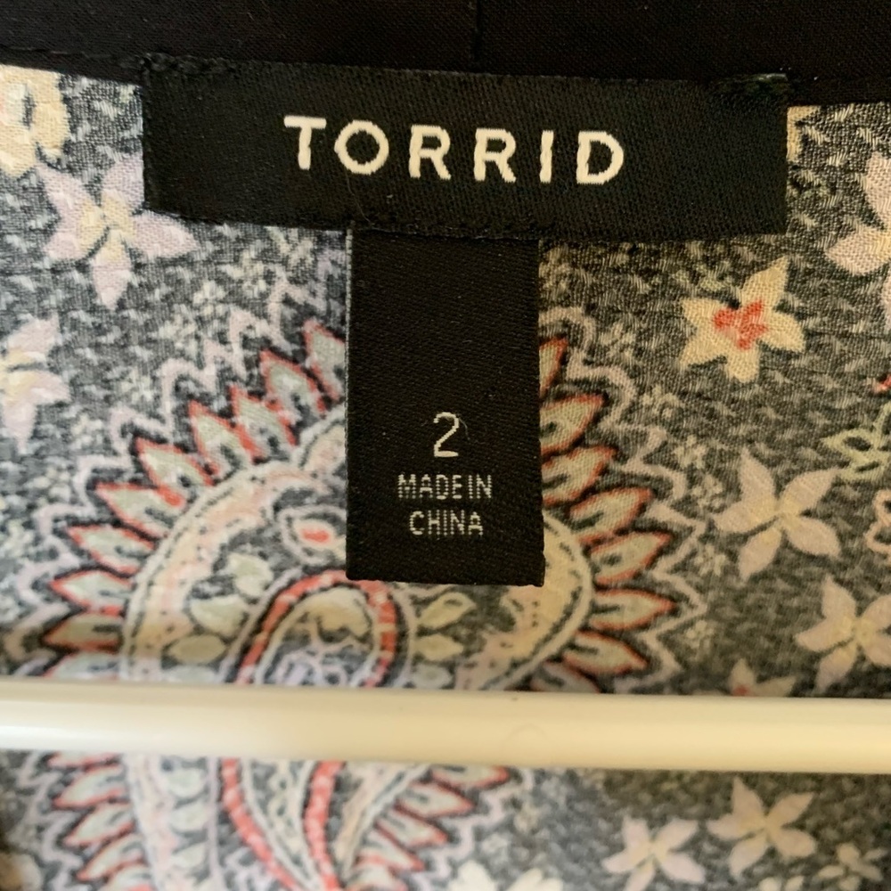 Torrid Embroidered Tiered Maxi Open Front Kimono Size 2X Gypsy Boho Cottagecore - Picture 7 of 9
